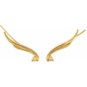 14K Yellow Gold Ear Climber Mounting – image 2