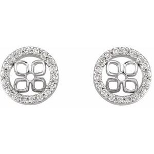 Sterling Silver 5 mm ID 1/8 Natural Diamond Earring Jackets – image 2