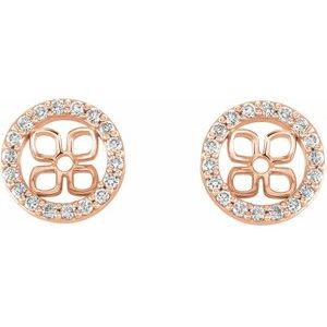 14K Rose Gold 5.5 mm ID 1/8 Natural Diamond Earring Jackets – image 2