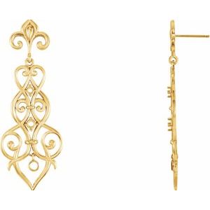 14K Yellow Gold Fleur-de-lis Earring Mounting