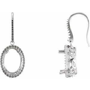 Sterling Silver 14x10 mm Oval Halo-Style Earring Mounting