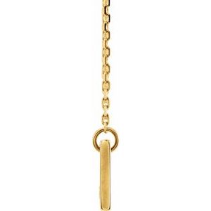 18K Yellow Gold-Plated Sterling Silver .03 CT Natural Diamond Engravable Bar 17" Necklace