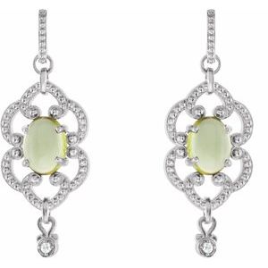 Sterling Silver Natural Peridot & .03 CTW Natural Diamond Earrings – image 2