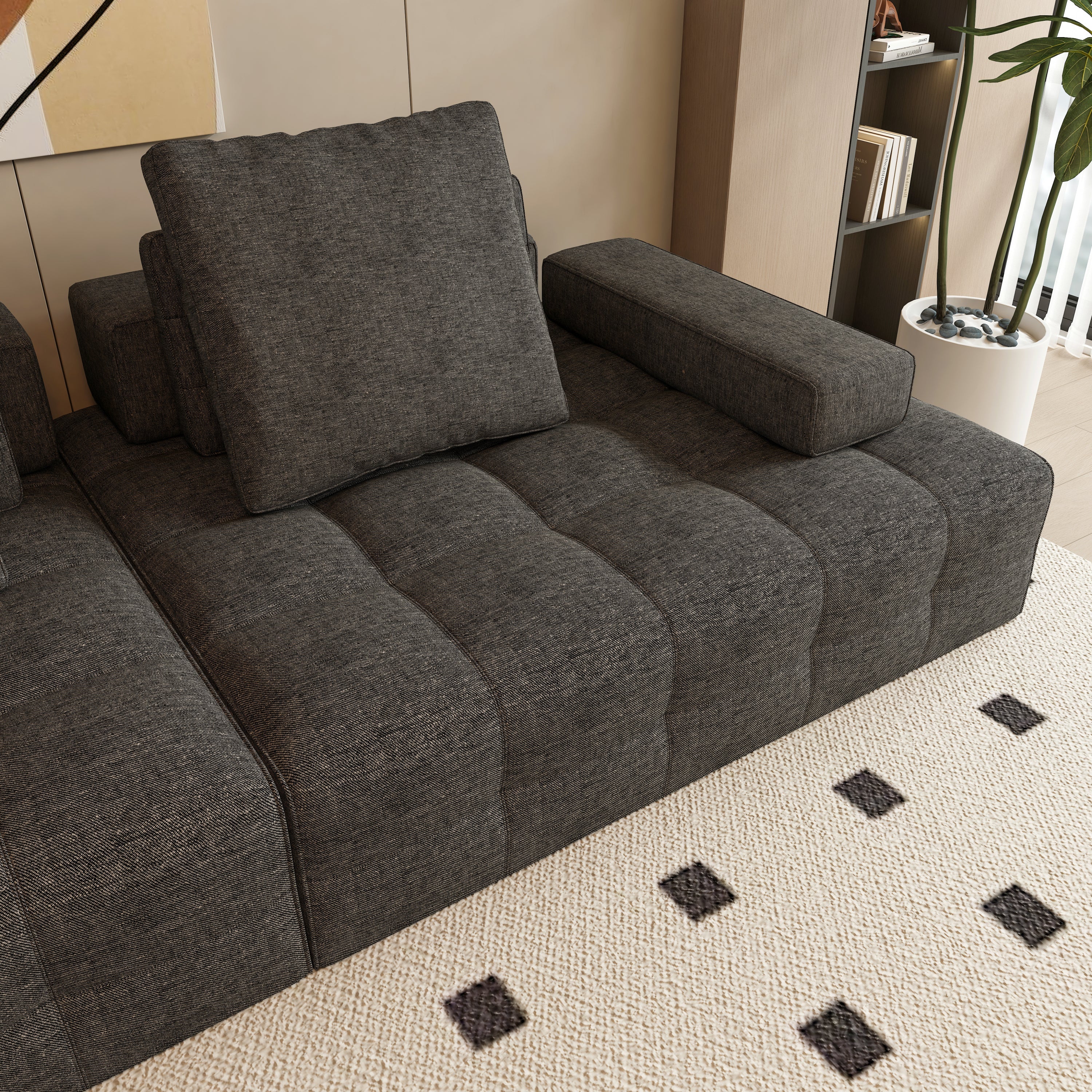 Sofa Couch for Living Room, Modern Loveseat Sofa with Extra Deep Seats, Comfy Armrests, Couches for Living Room Apartment Lounge, Easy Assembly, Grey