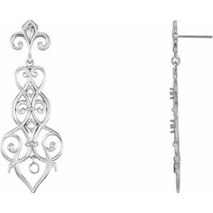 14K White Gold Fleur-de-lis Earring Mounting