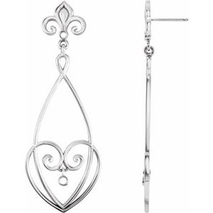14K White Gold Fleur-de-lis Earring Mounting