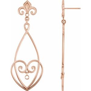 14K Rose Gold Fleur-de-lis Earring Mounting
