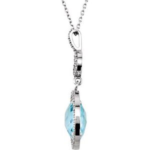 Sterling Silver Natural Sky Blue Topaz & 1/4 CTW Natural Diamond 18" Necklace
