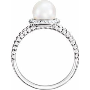 Beaded Halo-Style Pearl Ring