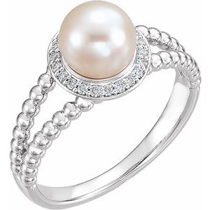 Beaded Halo-Style Pearl Ring