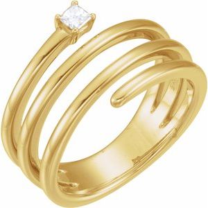 14K Yellow Gold 1/10 CTW Natural Diamond Freeform Ring