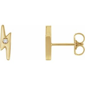 14K Yellow Gold .03 CTW Natural Diamond Lightning Bolt Earrings