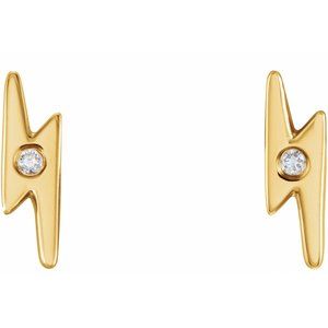 14K Yellow Gold .03 CTW Natural Diamond Lightning Bolt Earrings – image 2