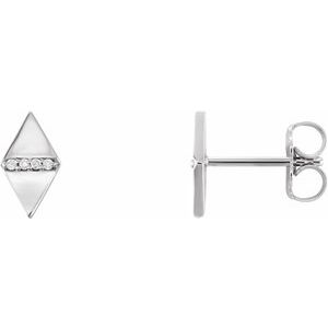14K White Gold .8 mm Round Geometric Earring Mounting – image 2