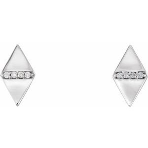 14K White Gold .025 CTW Natural Diamond Geometric Earrings