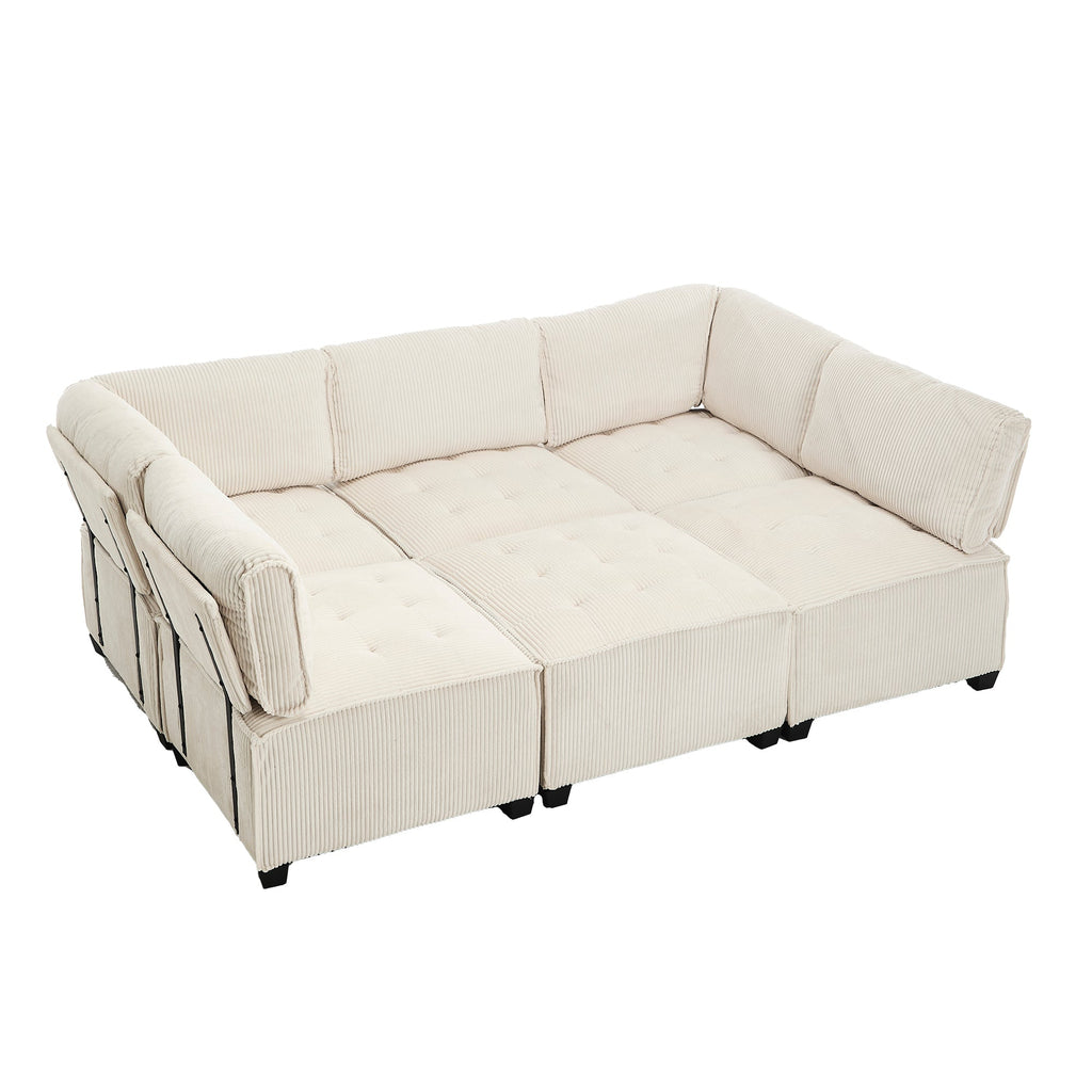 UNITED WE WIN Modular Sectional Sofa U Shaped Modular Couch with Reversible Chaise Modular Sofa Sectional Couch,6- Seat Convertible Sofa,Fit for Living Room
