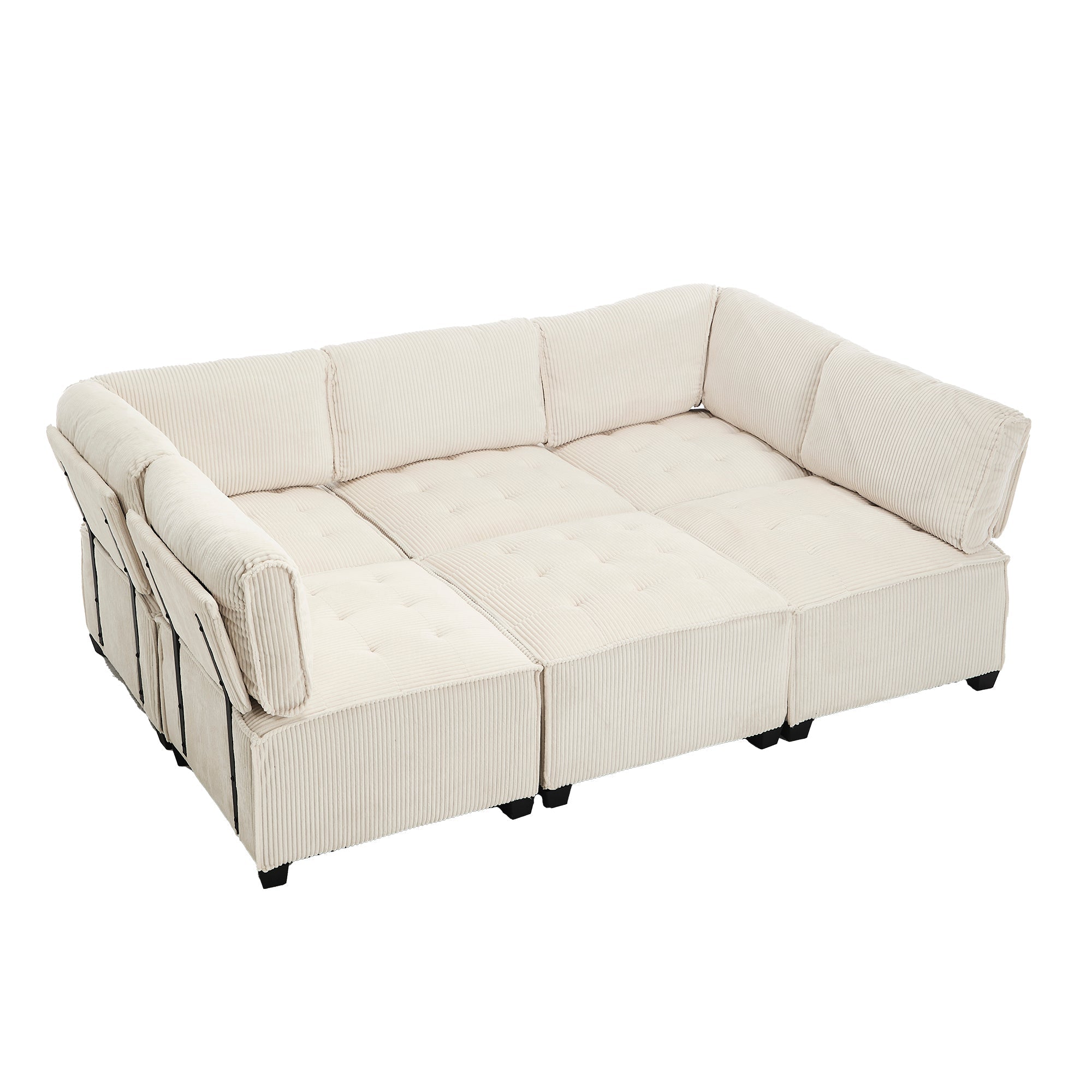 UNITED WE WIN Modular Sectional Sofa U Shaped Modular Couch with Reversible Chaise Modular Sofa Sectional Couch,6- Seat Convertible Sofa,Fit for Living Room