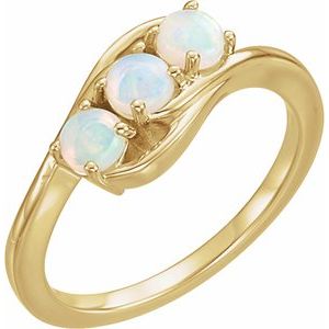14K Yellow Gold Natural Opal Three-Stone Ring