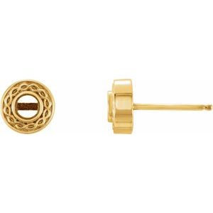 14K Yellow Gold 3 mm Round Earring Mounting