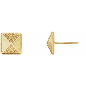 14K Yellow Gold Accented Pyramid Earring Mounting