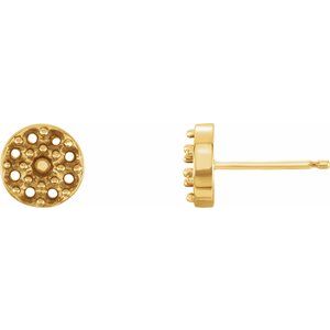 14K Yellow Gold 2.7 mm Round Cluster Earring Mounting