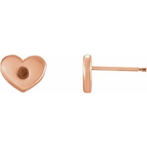 14K Rose Gold 2 mm Round Gypsy-Set Heart Earring Mounting
