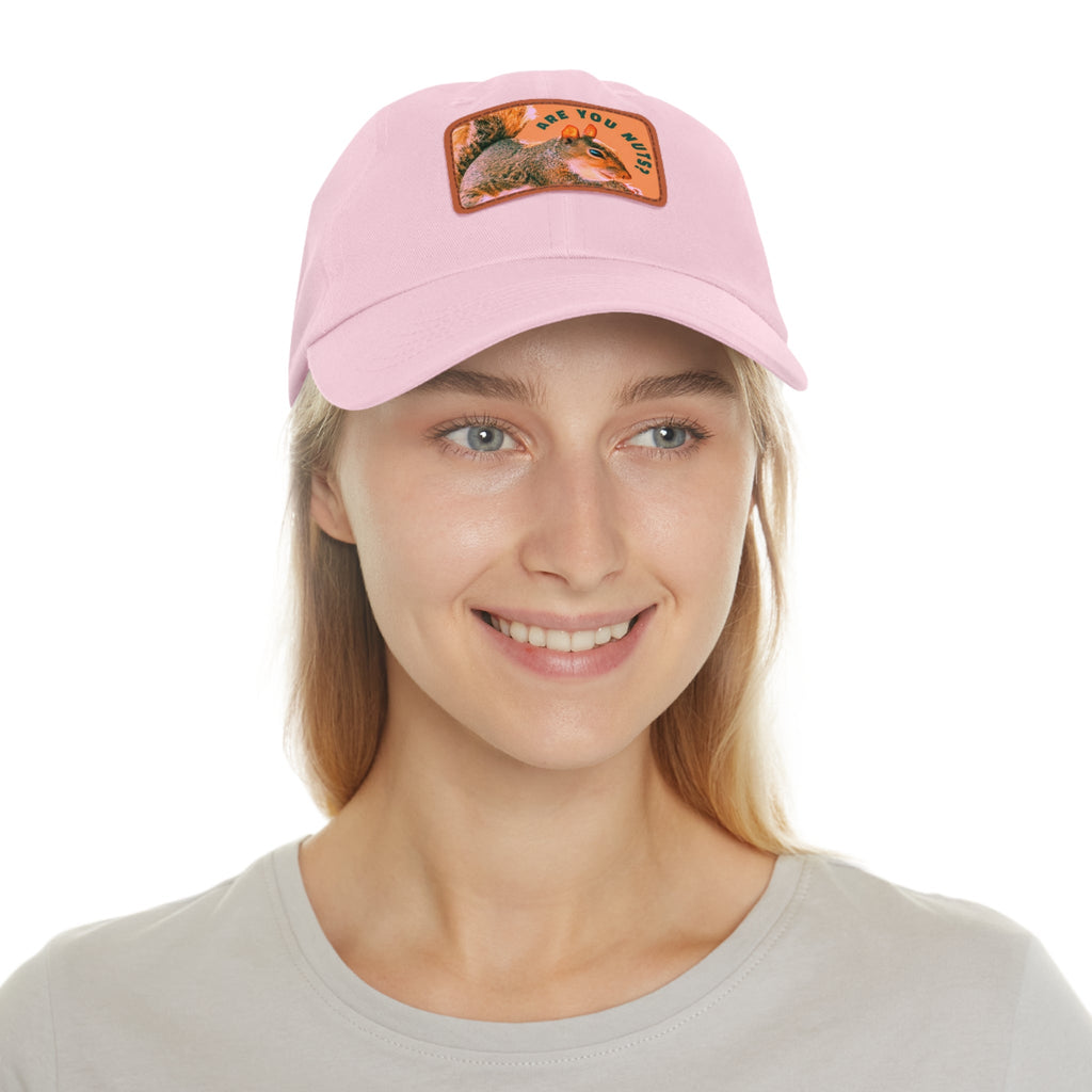 Are You Nuts? Squirrel Hat with Rectangular Leather Patch