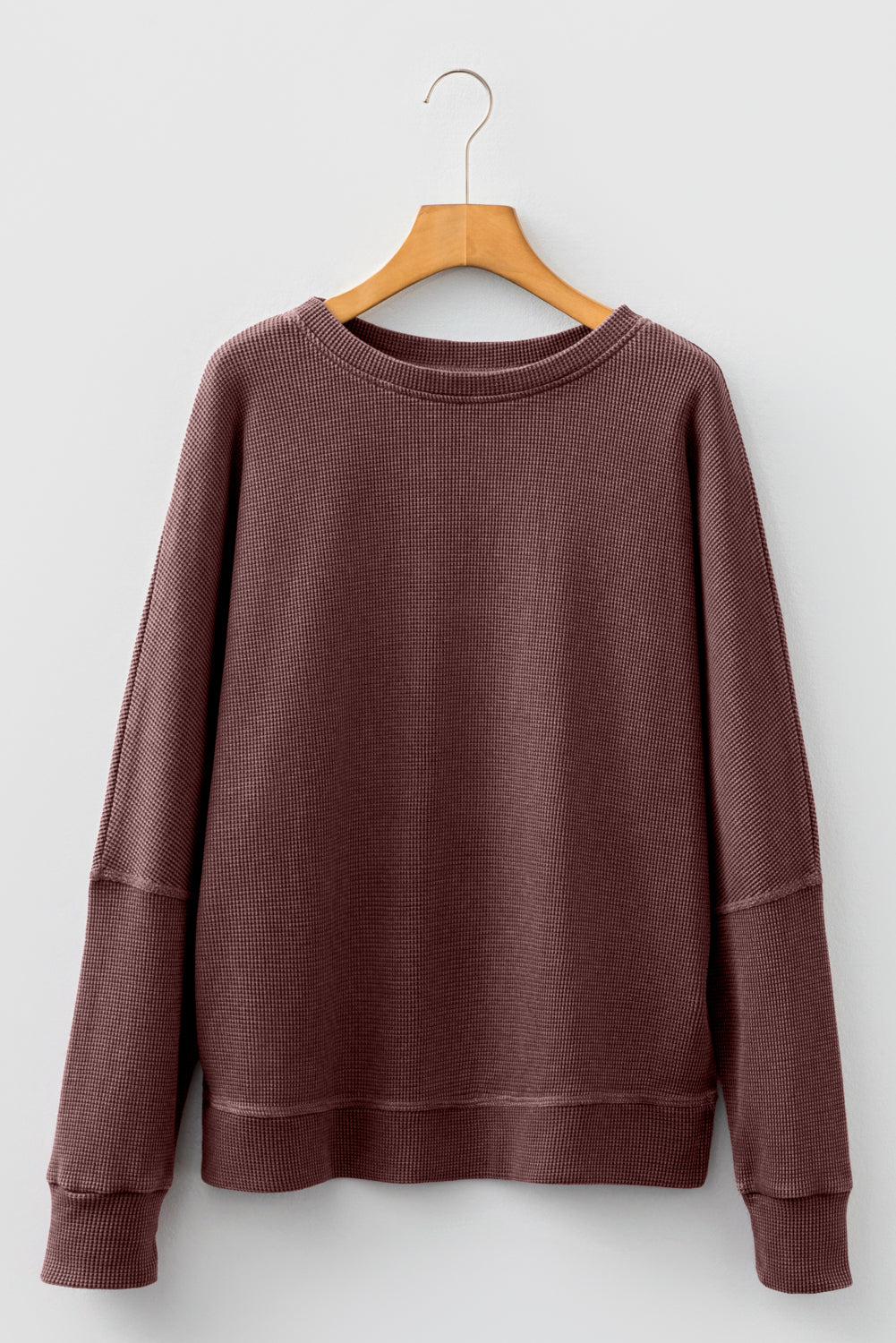 Waffle Knit Patchwork Long Sleeve Top