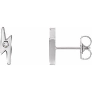 14K Yellow Gold .03 CTW Natural Diamond Lightning Bolt Earrings – image 4