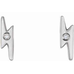 14K White Gold .03 CTW Natural Diamond Lightning Bolt Earrings