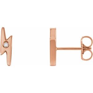 14K Rose Gold .03 CTW Natural Diamond Lightning Bolt Earrings
