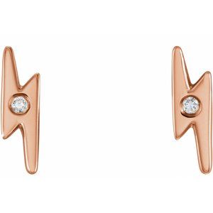 14K Rose Gold .03 CTW Natural Diamond Lightning Bolt Earrings