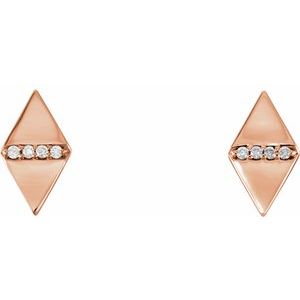 14K Rose Gold .025 CTW Natural Diamond Geometric Earrings