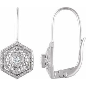 14K Yellow Gold .06 CTW Natural Diamond Filigree Earrings – image 2