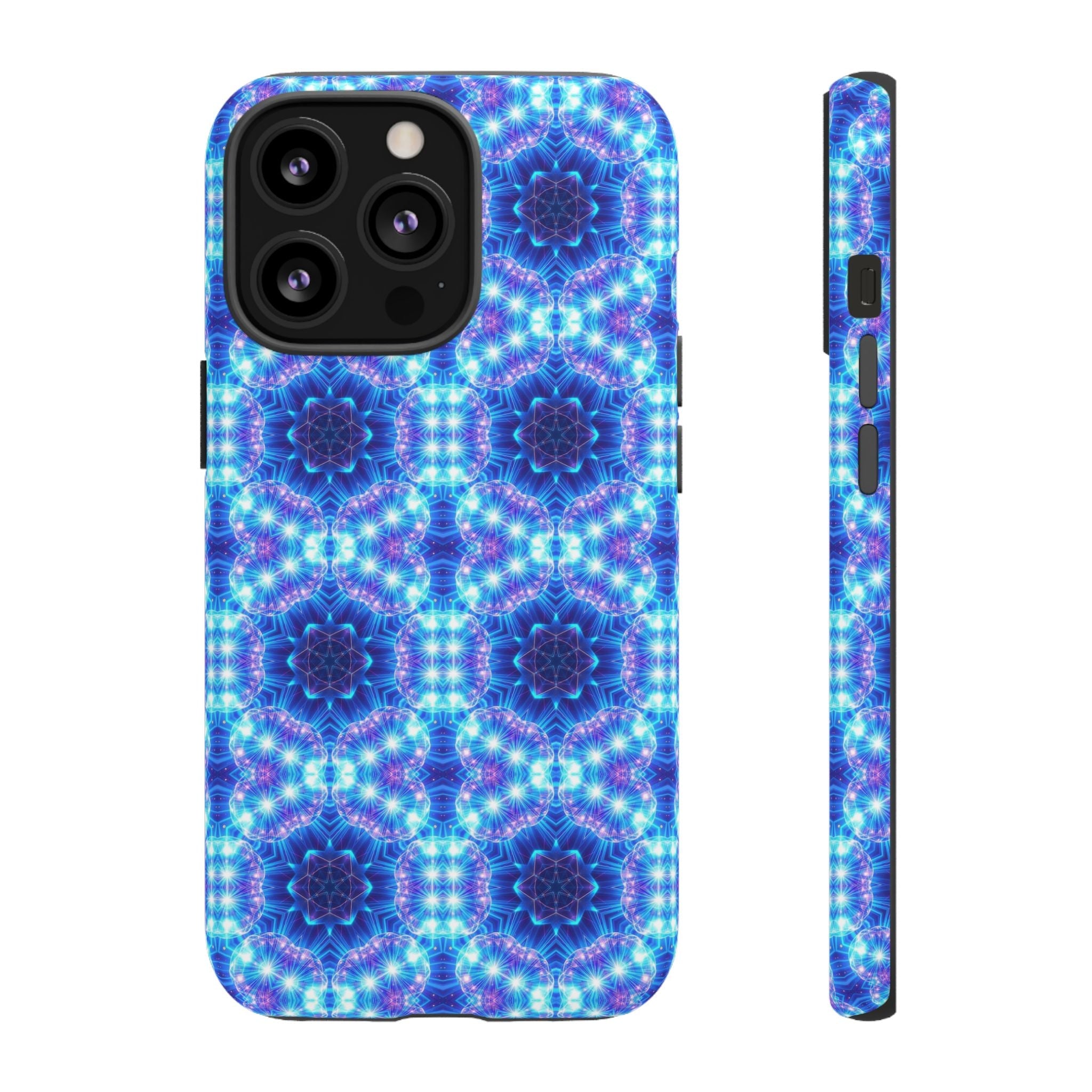 Blue Mandalas with Neon Lights Tough Phone Cases