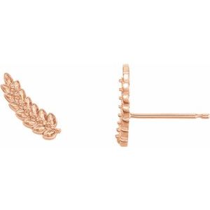 14K Rose Gold Right Leaf Ear Climber Mounting