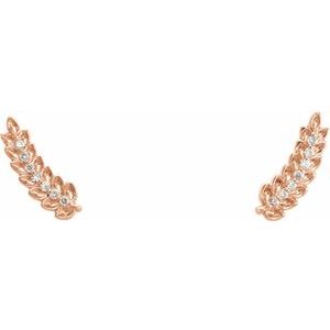 14K Rose Gold .03 CTW Natural Diamond Leaf Ear Climbers