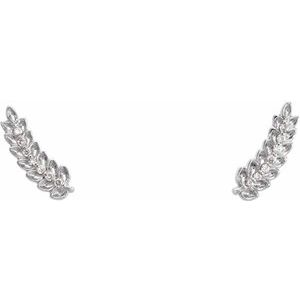 Sterling Silver .03 CTW Natural Diamond Leaf Ear Climbers – image 2
