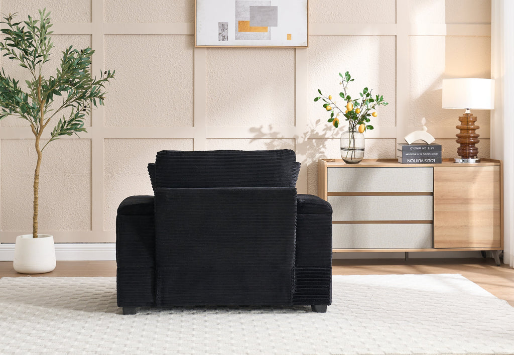 [VIDEO/New]Corduroy Upholstered Chaise Lounge Sofa with Handrail storage,Movable ottoman,Cupholders,Detachable Cushions Deep Seat for Living Room Office,5 colour,Wide stripe corduroy