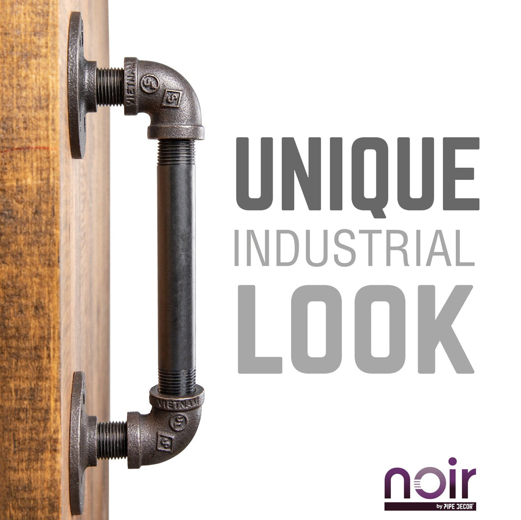 1/2 in. x 6 in. Noir Black Barn Door Handle - 10.5 in. L