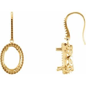 18K Yellow Gold 14x10 mm Oval Halo-Style Earring Mounting