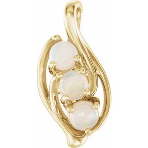 14K Yellow Gold Natural White Opal Three-Stone Pendant