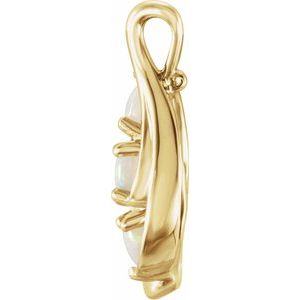 14K Yellow Gold Natural White Opal Three-Stone Pendant