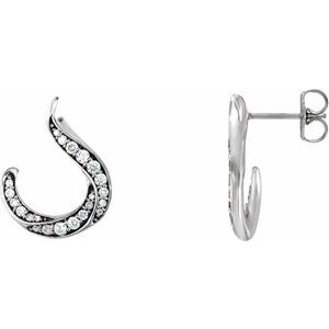 Platinum 3/8 CTW Natural Diamond Freeform Earrings