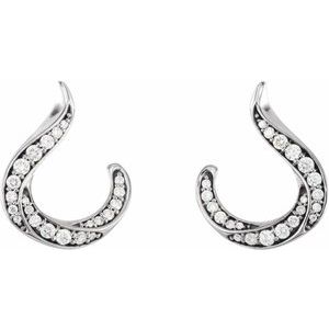 14K White Gold 3/8 CTW Natural Diamond Freeform Earrings