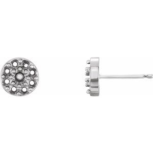 14K White Gold 2.7 mm Round Cluster Earring Mounting