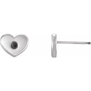 14K White Gold 2 mm Round Gypsy-Set Heart Earring Mounting