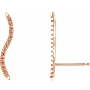 14K Rose Gold Left Ear Climber Mounting