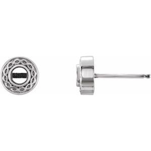 14K White Gold 3 mm Round Earring Mounting