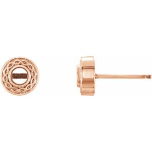 14K Rose Gold 3 mm Round Earring Mounting